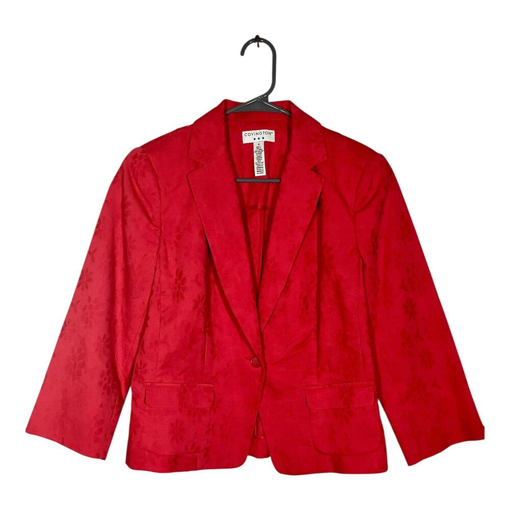 Covington Blazer Suit Jacket Women’s Size 4 Floral Print Fuchsia Shoulder Pads